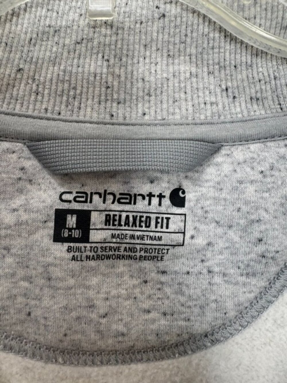 Carhartt Women’s Relaxed Fit Quarter Zip Pullover Gray Flecked Sweatshirt M - Picture 8 of 9